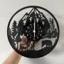 LED Wanduhr | Einzigartiges LED Vinyl Wanduhr | Waldbär Elch Hirsch Wanduhr Berg Haus Wanduhr | Original Geschenk für Wohnzimmer, Schlafzimmer, Büro Dekoration - Perfektes Geschenk für Geburtstag, Muttertag, Frühlingszeit, Abschlussfeier, Weihnachten