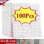 100pcs Ultimate 3D Wall Sticker Panels - DIY Self-Adhesive Foam Brick Wallpaper - Waterproof, Realistic Effect - Ideal For Living Room, Bathroom, Kitchen & Bedroom Decor - Easy Install, Durable