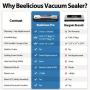 Beelicious 50% Compact Vacuum Sealer Machine - Automatic Air Sealing System with Build-In Cutter, Moist Mode, Air Suction Hose, LED Indicator, Quiet, Starter Kit, Sous Vide