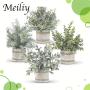 4pcs Mini Retro Artificial Green Plants, Decorative Potted Simulation Plants for Indoor Home, Office, Bedroom, Bathroom Multi-scene Ornament, Boho Housewarming Gifts, Home Aesthetic Decoration, Graduation Season Party Decor