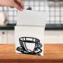 Elegant Black Iron Napkin Holder - Coffee Cup Design, Vertical Tabletop Paper Towel Clip for Home, Hotel & Cafe Decor