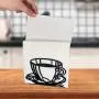 Elegant Black Iron Napkin Holder - Coffee Cup Design, Vertical Tabletop Paper Towel Clip for Home, Hotel & Cafe Decor