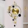 Golden Iron Silent Wall Clock - Modern Nordic-Inspired Art Deco Design with Large Numbers, Black & Golden Geometric Circles, Battery-Powered, Digital Display for Living Room & Home Decor, Decorative Wall Clock, Iron Construction