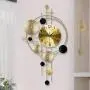 Goldener Eisen Stille Wanduhr – Moderner Nordisch-inspirierter Art Deco Design mit Großen Zahlen, Schwarze & Goldene Geometrische Kreise, Batteriebetrieben, Digitales Display für Wohnzimmer & Zuhause Dekor, Dekorative Wanduhr, Eisenkonstruktion
