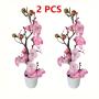 2pcs Artificial Plum Blossom Branches in Pots, Plastic Fake Flowers, Versatile Decoration for Home, Office, Tabletop, with No Battery Required, for Christmas, Halloween, Thanksgiving, Valentine's, Mother'S Day