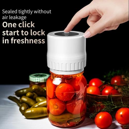 POMEADE- Mason Jar Vacuum 2 IN 1 Design Motorized Mason Jar Vacuum Sealer Kit, Fully Automatic Suction Stop Food Storage Vacuum Sealer For Wide And Regular Mouth Mason Jars, Black