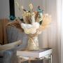65pcs Artificial Rose Bouquet with Pampas Grass & Baby’s Breath – Elegant White Roses, Beige & Brown Dried Flowers for Home Decor, Wedding Centerpiece, Valentine’s Gift Set, Party Arrangement