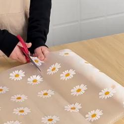 [Waterproof Shelf Liner] Waterproof, Non-Slip 1 Roll Floral PVC Shelf & Drawer Liner - Dust-Proof, Moisture-Proof Kitchen Cabinet Mat with Daisy Pattern - Kitchen Organizers And Storage, Decorative Liner for Home Organization, Fridge and Table Pad