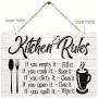 2pcs "Kitchen Rules" Wooden Wall Plaque - Charming, Lightweight, Easy-to-Hang Decorative Sign - Perfect for Kitchen, Home, and Dining Room Decoration, Adding a Touch of Warmth and Personality to Your Space