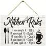 2pcs "Kitchen Rules" Wooden Wall Plaque - Charming, Lightweight, Easy-to-Hang Decorative Sign - Perfect for Kitchen, Home, and Dining Room Decoration, Adding a Touch of Warmth and Personality to Your Space