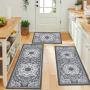 3 Piece Non Slip Kitchen Floor Mat Set, Easy to Clean Bohemian Kitchen Rug Set with Runner for Kitchen Hallway Laundry Room Door Office Sink