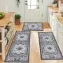 3 Piece Non Slip Kitchen Floor Mat Set, Easy to Clean Bohemian Kitchen Rug Set with Runner for Kitchen Hallway Laundry Room Door Office Sink