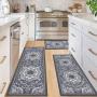 3 Piece Non Slip Kitchen Floor Mat Set, Easy to Clean Bohemian Kitchen Rug Set with Runner for Kitchen Hallway Laundry Room Door Office Sink