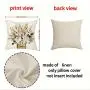 4 PCS Eucalyptus Leaf Throw Pillow Covers - White Gray Farmhouse Style Covers, 45x45 cm/ 18x18 inches, Durable Outdoor/ Indoor Decor, Soft and Stylish, No Pillow Fillers - Suitable for Sofa and Chair Decoration