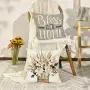 4 PCS Eucalyptus Leaf Throw Pillow Covers - White Gray Farmhouse Style Covers, 45x45 cm/ 18x18 inches, Durable Outdoor/ Indoor Decor, Soft and Stylish, No Pillow Fillers - Suitable for Sofa and Chair Decoration