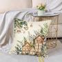 4 PCS Eucalyptus Leaf Throw Pillow Covers - White Gray Farmhouse Style Covers, 45x45 cm/ 18x18 inches, Durable Outdoor/ Indoor Decor, Soft and Stylish, No Pillow Fillers - Suitable for Sofa and Chair Decoration