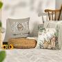 4 PCS Eucalyptus Leaf Throw Pillow Covers - White Gray Farmhouse Style Covers, 45x45 cm/ 18x18 inches, Durable Outdoor/ Indoor Decor, Soft and Stylish, No Pillow Fillers - Suitable for Sofa and Chair Decoration