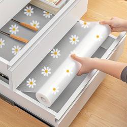[Waterproof Shelf Liner] Waterproof, Non-Slip 1 Roll Floral PVC Shelf & Drawer Liner - Dust-Proof, Moisture-Proof Kitchen Cabinet Mat with Daisy Pattern - Kitchen Organizers And Storage, Decorative Liner for Home Organization, Fridge and Table Pad