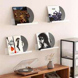 [Floating Shelves Decor] 4pcs Floating Shelves - Wall Mounted Decorative Shelves - Plastic Picture Ledge Display in 4 Colors for Living Room, Bedroom, Bathroom, Kitchen, Home Office, Laundry Room, Christmas, Halloween