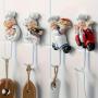 [Contemporary Resin Chef Decor] 4pcs French Chef Figurine Wall Decor Hooks Set, Contemporary Style Resin Chef Wall Hooks, Easy Install Adhesive Wall Mount Utility Hooks for Home, Kitchen, Garden, Garage Organization
