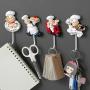 [Contemporary Resin Chef Decor] 4pcs French Chef Figurine Wall Decor Hooks Set, Contemporary Style Resin Chef Wall Hooks, Easy Install Adhesive Wall Mount Utility Hooks for Home, Kitchen, Garden, Garage Organization