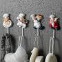 [Contemporary Resin Chef Decor] 4pcs French Chef Figurine Wall Decor Hooks Set, Contemporary Style Resin Chef Wall Hooks, Easy Install Adhesive Wall Mount Utility Hooks for Home, Kitchen, Garden, Garage Organization