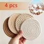 Polyester Absorbent Coasters - 4-Piece Set, Fabric Drink Mats with Decorative Non-Woven Backing for Home, Bar, Coffee Table Decor, Housewarming Gift