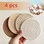 Polyester Absorbent Coasters - 4-Piece Set, Fabric Drink Mats with Decorative Non-Woven Backing for Home, Bar, Coffee Table Decor, Housewarming Gift