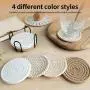 Polyester Absorbent Coasters - 4-Piece Set, Fabric Drink Mats with Decorative Non-Woven Backing for Home, Bar, Coffee Table Decor, Housewarming Gift