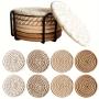 Polyester Absorbent Coasters - 4-Piece Set, Fabric Drink Mats with Decorative Non-Woven Backing for Home, Bar, Coffee Table Decor, Housewarming Gift