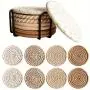 Polyester Absorbent Coasters - 4-Piece Set, Fabric Drink Mats with Decorative Non-Woven Backing for Home, Bar, Coffee Table Decor, Housewarming Gift