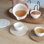 Polyester Absorbent Coasters - 4-Piece Set, Fabric Drink Mats with Decorative Non-Woven Backing for Home, Bar, Coffee Table Decor, Housewarming Gift