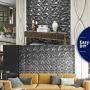 [Black/White Accent Wall Stickers] 50/100pcs PVC Accent Textured Wall Panels 30x30cm 3D Wall Panels in Diamond Design Black/White Self-Adhesive Tile 3D Wall Sticker for Living Room Gaming Room TV Background