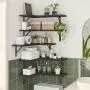 [Rustic Corner Shelves] Set Of 5 Black Corner Floating Shelves, Corner Book Shelf - Rustic Wall Shelves For Bathroom, Kitchen, Seasoning Bottles, Bedroom Or Living Room, Valentine's Day Decor