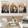 3pcs Wooden Mountain Landscape Canvas Prints - Waterproof Forest Art Wall Decor for Home, Office, and Dormitory, Pine Wood Frame, Indoor/Outdoor Use, Mountain Wall Ar