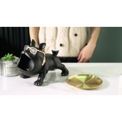 1 Black French Bulldog Storage Decor, Large Mouth Statue Art Crafts Creative Dog, Home Living Room Office Study Decoration, Room Desktop Display Entrance Decoration, Winter Christmas New Year Decoration, Handmade Home Decoration Style Doll Ornament