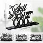4pcs Inspirational Table Decorations Wooden Christian Faith Bible Verse Centerpieces Black Motivational Prayer Room Blessed Signs for Home Office Living Room Kitchen Farmhouse Art Decor