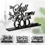 4pcs Inspirational Table Decorations Wooden Christian Faith Bible Verse Centerpieces Black Motivational Prayer Room Blessed Signs for Home Office Living Room Kitchen Farmhouse Art Decor