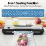 Beelicious 50% Compact Vacuum Sealer Machine - Automatic Air Sealing System with Build-In Cutter, Moist Mode, Air Suction Hose, LED Indicator, Quiet, Starter Kit, Sous Vide