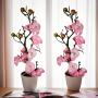 2pcs Artificial Plum Blossom Branches in Pots, Plastic Fake Flowers, Versatile Decoration for Home, Office, Tabletop, with No Battery Required, for Christmas, Halloween, Thanksgiving, Valentine's, Mother'S Day