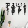 4-Piece Set Exquisite African Women Silhouette Metal Wall Art Decor - Elegant Female Figures with Intricate Details for Living Room and Kitchen - Add a Touch of Sophistication to Your Home