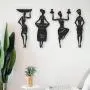 4-teiliges Set Exquisite afrikanische Frauen Silhouetten Metall Wanddekoration – Elegante weibliche Figuren mit filigranen Details für Wohnzimmer und Küche – Bringen Sie einen Hauch von Eleganz in Ihr Zuhause.