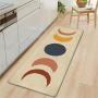 [Non-Slip Kitchen Mat] 2pcs Non-Slip, Absorbent Sun & Moon Geometric Kitchen Mat Set - Polyester Rugs in Rectangular Shapes (18x29.5