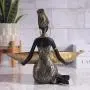 [African | Elegant] Golden-Leaf Elegant African Figurine Resin Tray Decor | Cultural Artwork, Handcrafted Look, Ideal for Home or Office Desktop | Versatile Indoor/Outdoor Use, Decorative Tray