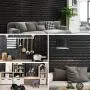 100pcs DIY 3D Wall Sticker Wallpaper Wall Panel with Knife Foam Soft Brick Self Adhesive Waterproof Room Home Living Room Bahtroom Kitchen Bedding Room Decoration
