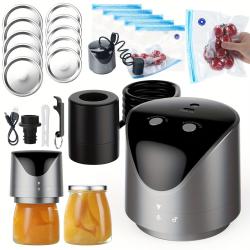 Electric Mason Jar Vacuum Sealer Kit - Upgrade Automatic Vacuum Sealer With External Assembly Vacuum Pump, Mason Jar Vacuum Sealer For Bottle, Vacuum Bag, Wide Mouth And Regular Mouth Mason Jars