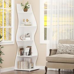 Corner Shelf, Utility Racks Modern 5 - Layer Corner Bookshelf, Fashionable Small Corner Bookshelf Storage Shelf And Plant Stand With Unique Shape, Suitable For Living Rooms And Home Offices (green, 1pc), Standing Shelf
