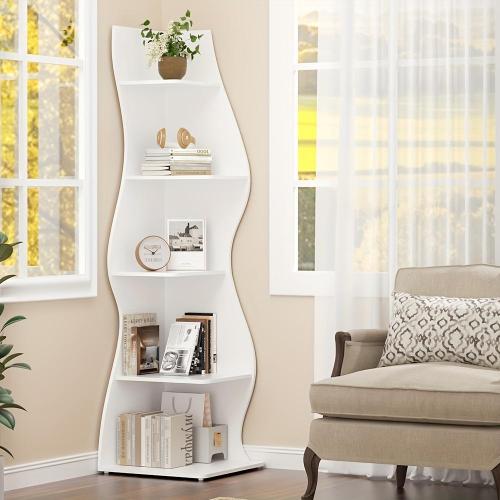 Corner Shelf, Utility Racks Modern 5 - Layer Corner Bookshelf, Fashionable Small Corner Bookshelf Storage Shelf And Plant Stand With Unique Shape, Suitable For Living Rooms And Home Offices (green, 1pc), Standing Shelf