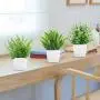 [Artificial Plants in White Pot] 8 Pack Small Artificial Plants - Fake Plants Potted in White Pot for Home Office Bedroom Desk Bathroom Shelf Farmhouse Decoration