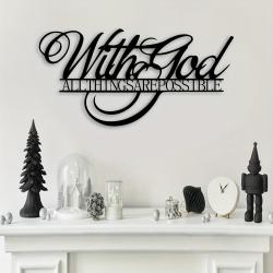 [Christian Metal Sign] 1pc Metal Wall Signs, Anything Is Possible With God - Scripture Signs, Christian Words, Farmhouse Decoration